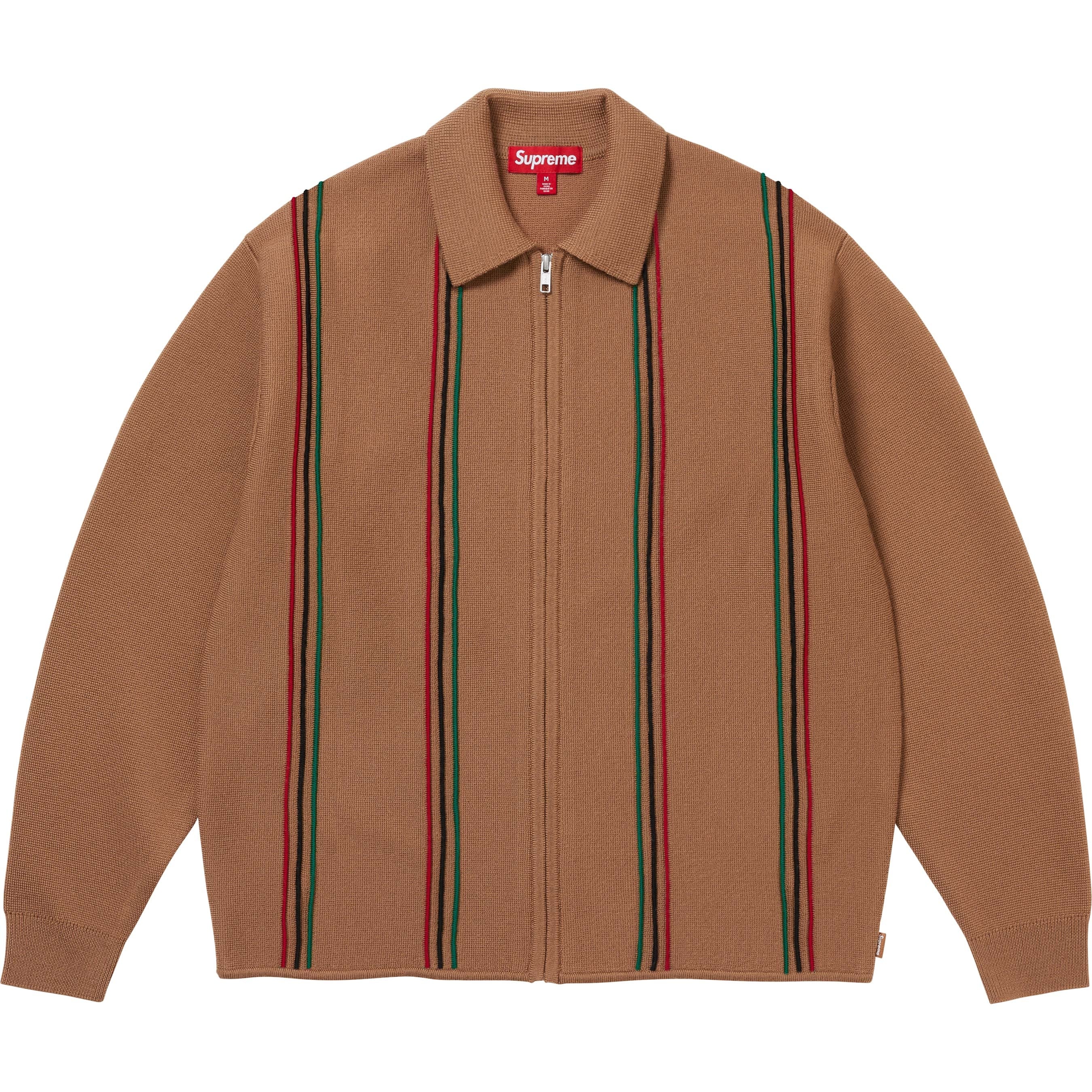 Stripe Zip Up Polo Sweater view 8